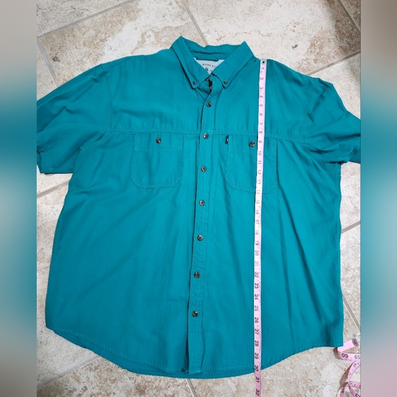 G.H. Bass & Co. 2XL Teal Short Sleeve Fishing Outdoor Hiking Utility Button Top - Picture 6 of 6